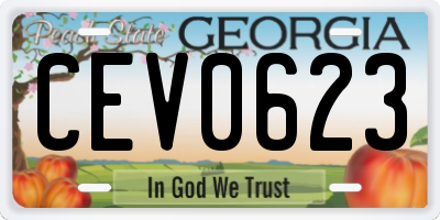 GA license plate CEV0623