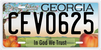 GA license plate CEV0625