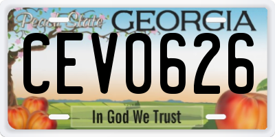 GA license plate CEV0626
