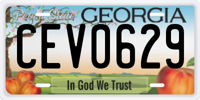 GA license plate CEV0629