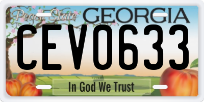 GA license plate CEV0633