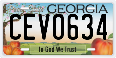 GA license plate CEV0634