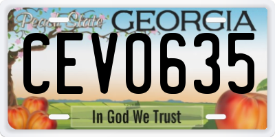 GA license plate CEV0635