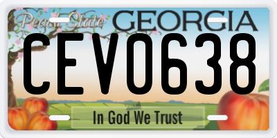GA license plate CEV0638