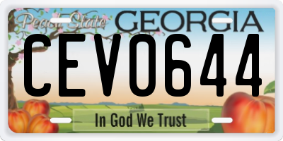 GA license plate CEV0644