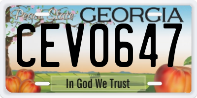 GA license plate CEV0647