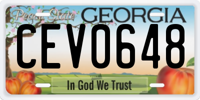 GA license plate CEV0648