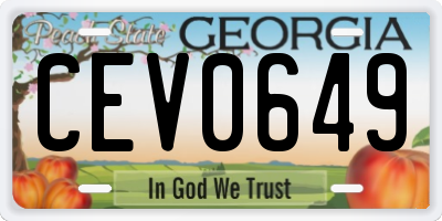 GA license plate CEV0649