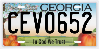 GA license plate CEV0652