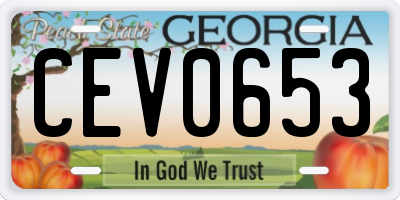 GA license plate CEV0653