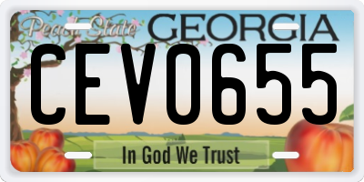 GA license plate CEV0655