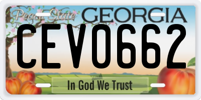 GA license plate CEV0662