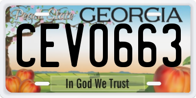 GA license plate CEV0663