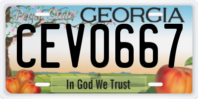 GA license plate CEV0667