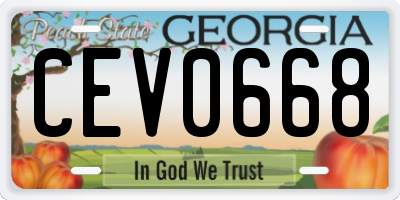 GA license plate CEV0668