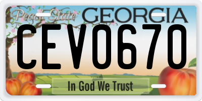 GA license plate CEV0670