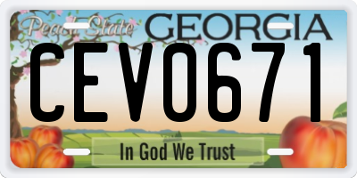 GA license plate CEV0671