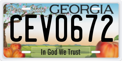 GA license plate CEV0672