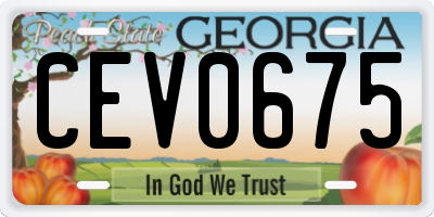 GA license plate CEV0675