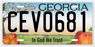 GA license plate CEV0681