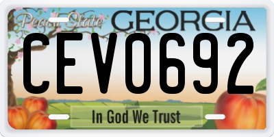 GA license plate CEV0692