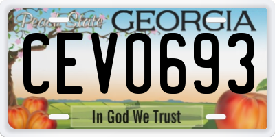 GA license plate CEV0693