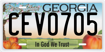 GA license plate CEV0705