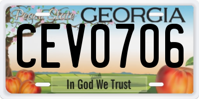 GA license plate CEV0706