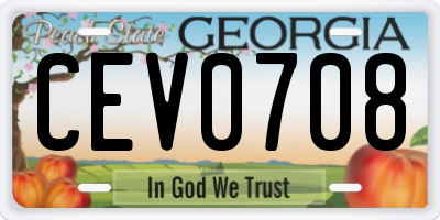 GA license plate CEV0708
