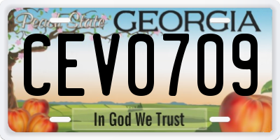 GA license plate CEV0709