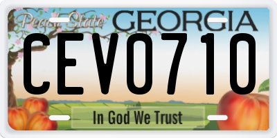 GA license plate CEV0710