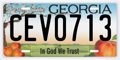GA license plate CEV0713