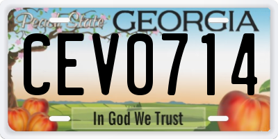 GA license plate CEV0714