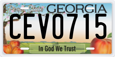 GA license plate CEV0715