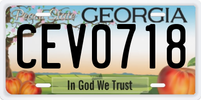 GA license plate CEV0718