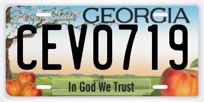 GA license plate CEV0719