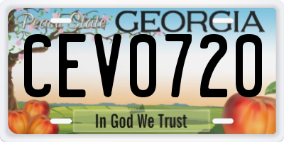 GA license plate CEV0720