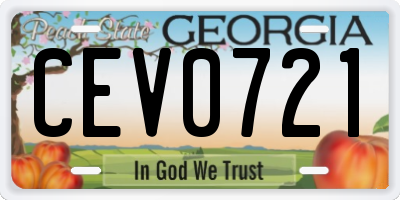 GA license plate CEV0721