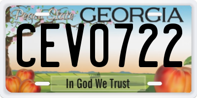 GA license plate CEV0722