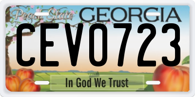 GA license plate CEV0723