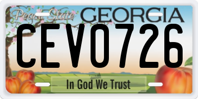 GA license plate CEV0726