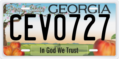 GA license plate CEV0727