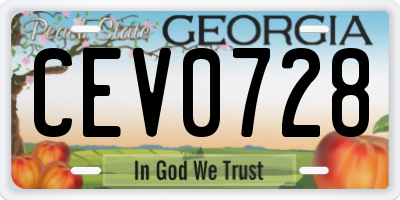 GA license plate CEV0728