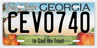 GA license plate CEV0740