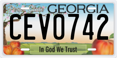 GA license plate CEV0742