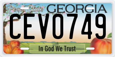 GA license plate CEV0749