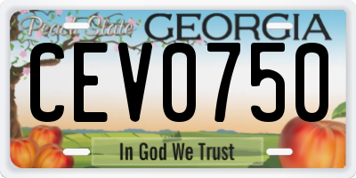 GA license plate CEV0750