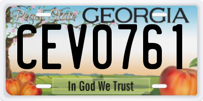GA license plate CEV0761