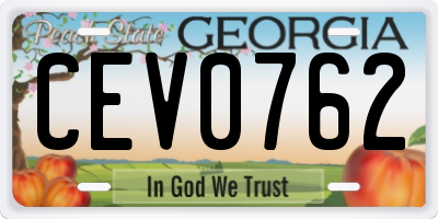GA license plate CEV0762