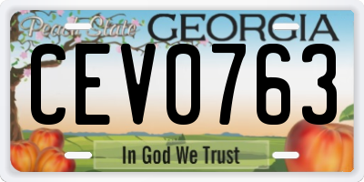 GA license plate CEV0763
